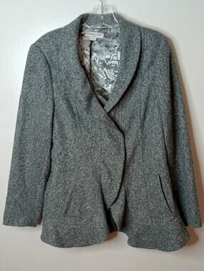 Coldwater Creek Women's Size Small Heather Gray Knit Shawl-Collar Blazer